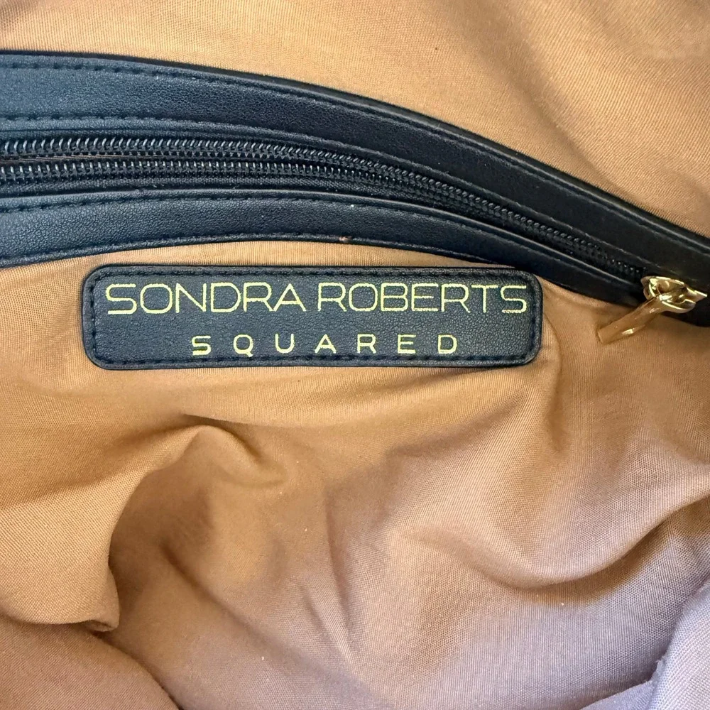 Sondra Roberts Squared Hobo Bag Womens Large Black inner pouch Quiet Luxury Chic